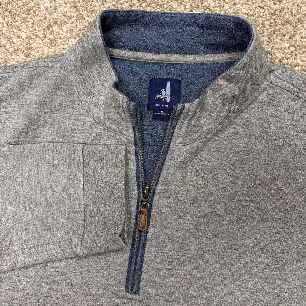 Johnnie-O Slate 1/4 Zip Mens XL Gray Cotton Blend Pullover Golf Quarter Casual
